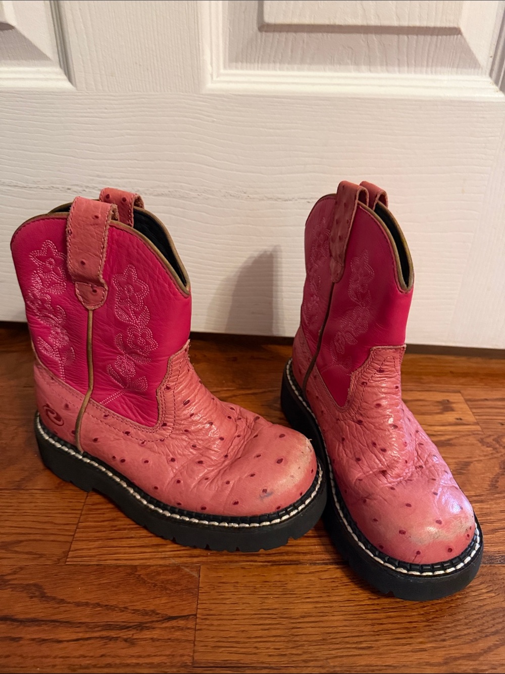Kids Roper Pink Western Pull-On Boots size 13